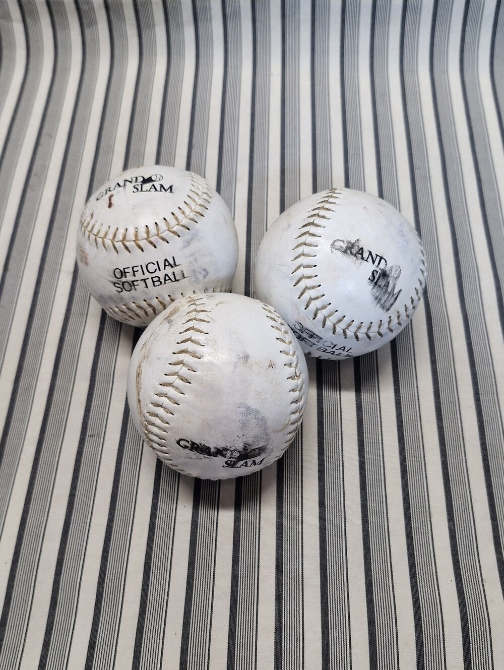 Grand Slam Official Softballs Hand Stitched Synthetic Leather Lot of 3